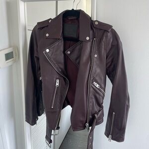 All Saints Brown Leather Jacket XS